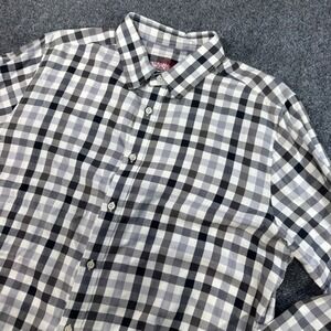 The North Face Mens Grey Black Plaid Long Sleeve Button Down Shirt Large L/G